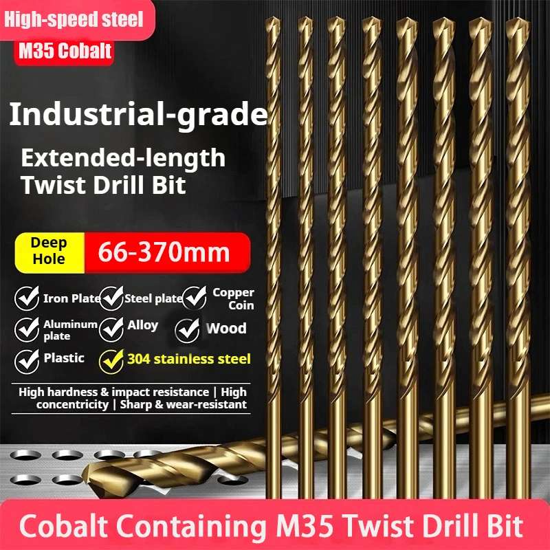 High Speed Steel M35 Cobalt Extended Twist Drill Bit Stainless Steel Drilling Woodworking Drilling Steel Hand Drill Rotary Head
High Speed Steel M35 Cobalt Extended Twist Drill Bit Stainless Steel Drilling Woodworking Drilling Steel Hand Drill Rotary Head