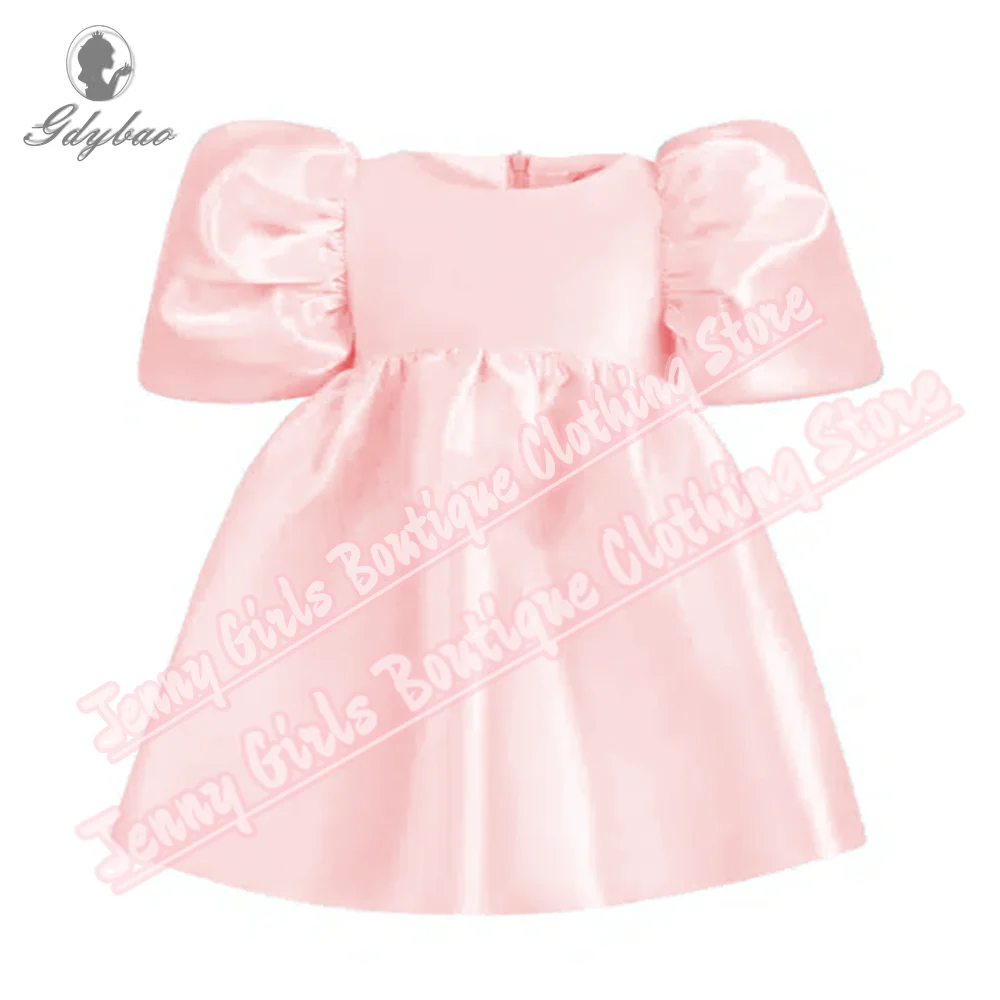 Girls Party Dresses Pink Satin 2025 Flower Girl Dress Bow Puff Sleeve Prom Baptism First Birthday Official Events
Girls Party Dresses Pink Satin 2025 Flower Girl Dress Bow Puff Sleeve Prom Baptism First Birthday Official Events