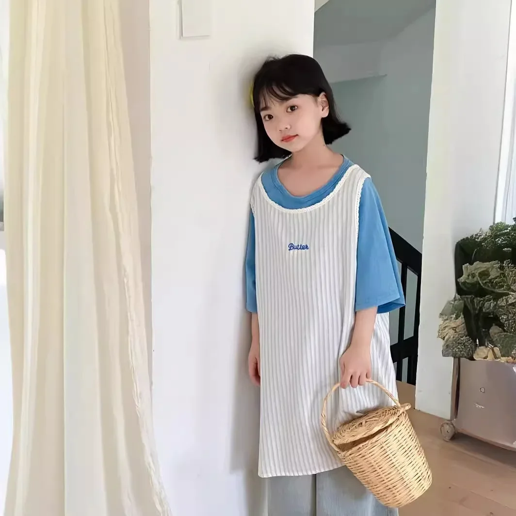 T-Shirts Summer Baby Korean Vertical Bar Letter Vest Skirt Children Round Neck Solid Short Sleeved Tops Simple 2024
T-Shirts Summer Baby Korean Vertical Bar Letter Vest Skirt Children Round Neck Solid Short Sleeved Tops Simple 2024