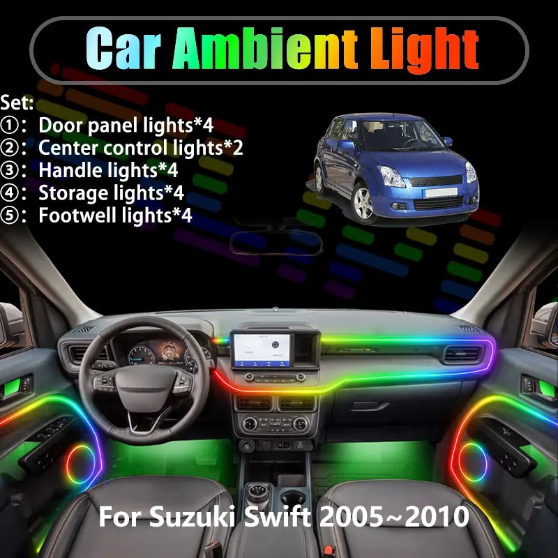 Для Suzuki Swift 2005~2010 RS MK1 2006 2/18 в 1: светодиодная подсветка салона и багажника, USB RGB-подсветка, комплект Streamer.
Для Suzuki Swift 2005~2010 RS MK1 2006 2/18 в 1: светодиодная подсветка салона и багажника, USB RGB-подсветка, комплект Streamer.