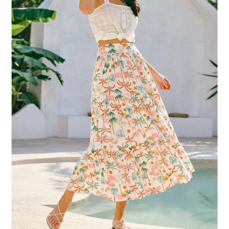 Summer Bohemia Floral Printed Long Skirt For Women Casual A-line Elastic Waist Holiday Boho Beach Wear faldas ropa de mujer
Summer Bohemia Floral Printed Long Skirt For Women Casual A-line Elastic Waist Holiday Boho Beach Wear faldas ropa de mujer