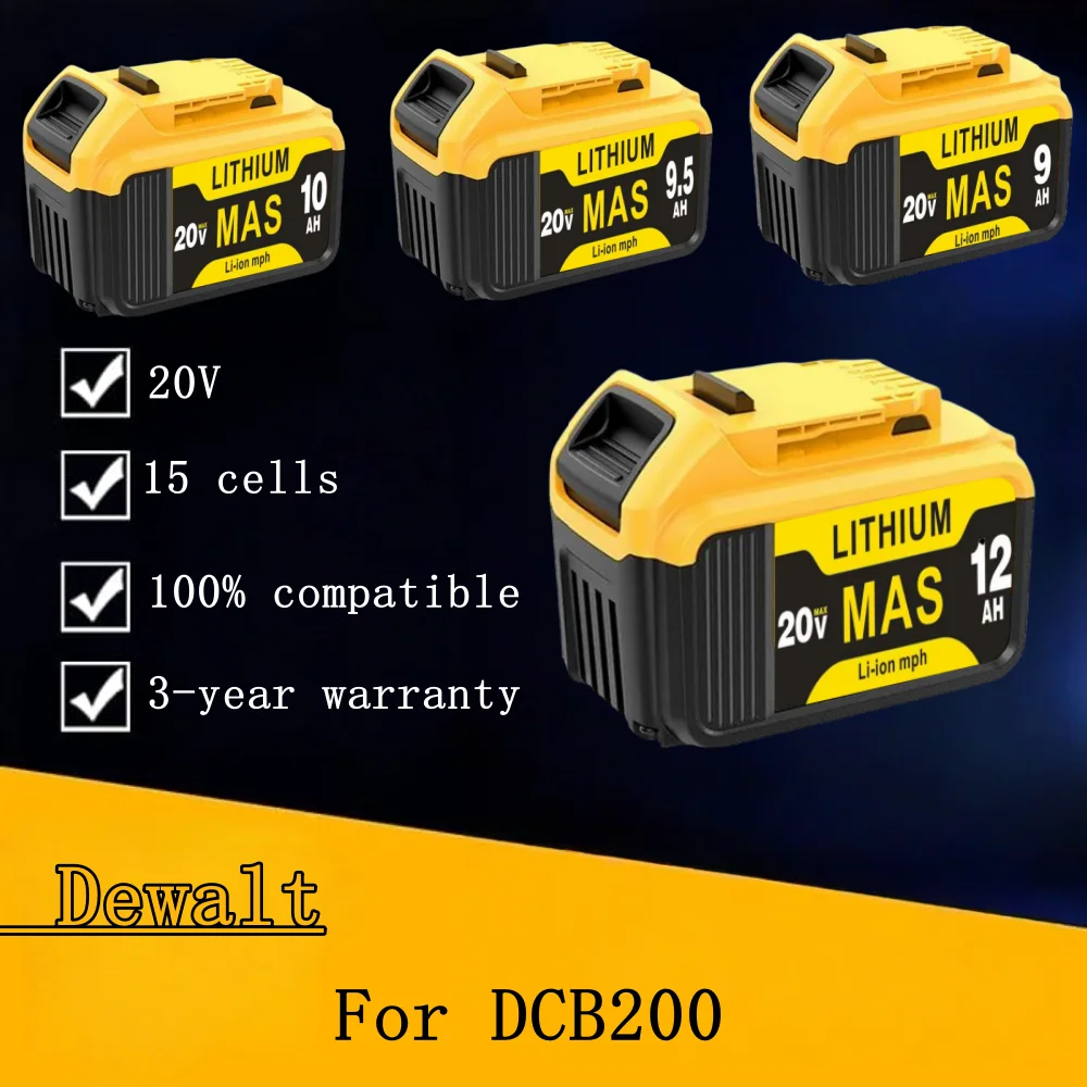9500mAh For Dewalt DCB200 20V Battery DCB205 DCB206 DCB209 DCB181 DCB182 Replacement Power Tool Lithium Batteries 18650.00
9500mAh For Dewalt DCB200 20V Battery DCB205 DCB206 DCB209 DCB181 DCB182 Replacement Power Tool Lithium Batteries 18650.00