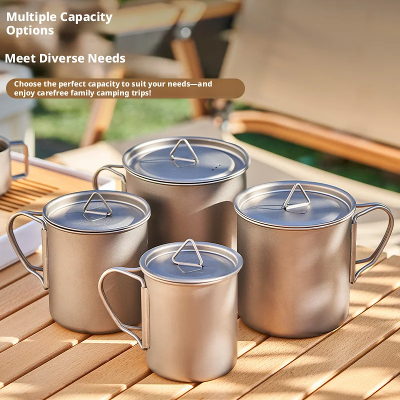 TA1 outdoor titanium alloy cup with storage bag, water cup, coffee cup, camping utensil cup cover, creative portable cup
TA1 outdoor titanium alloy cup with storage bag, water cup, coffee cup, camping utensil cup cover, creative portable cup