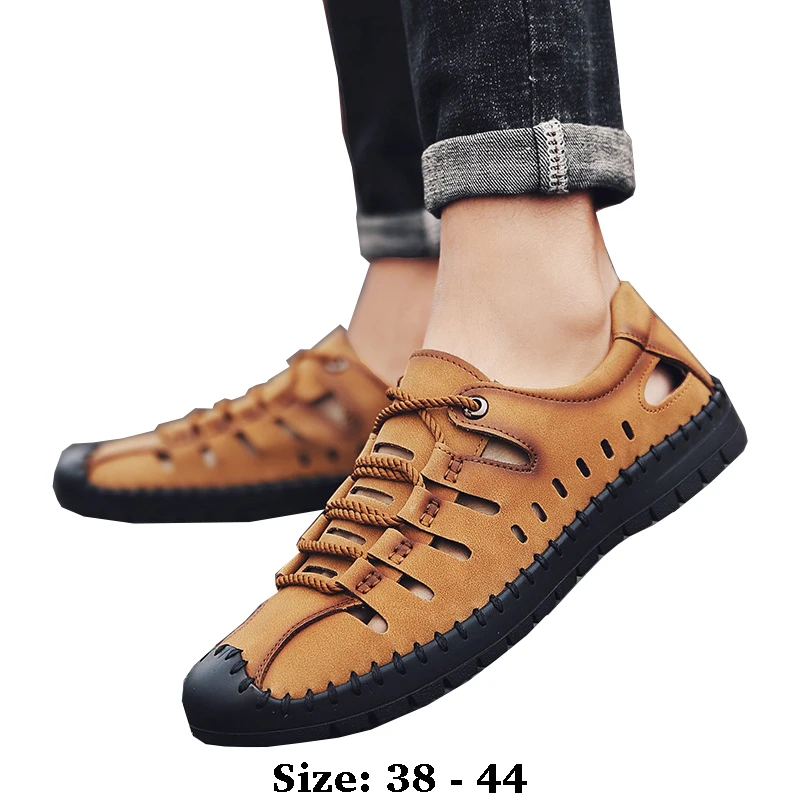 High quality leather flat sandals for men round toes new summer 2025 size 38 44 casual outdoor walking big size shoe khaki brown
High quality leather flat sandals for men round toes new summer 2025 size 38 44 casual outdoor walking big size shoe khaki brown