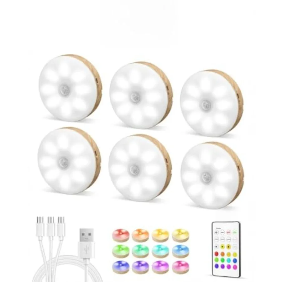 6-Pack Under Cabinet Lighting, Rechargeable Puck Lights with Remote, 3 Color Temps and 12 RGB Closet Lights, Dimmable Motion Se
6-Pack Under Cabinet Lighting, Rechargeable Puck Lights with Remote, 3 Color Temps and 12 RGB Closet Lights, Dimmable Motion Se