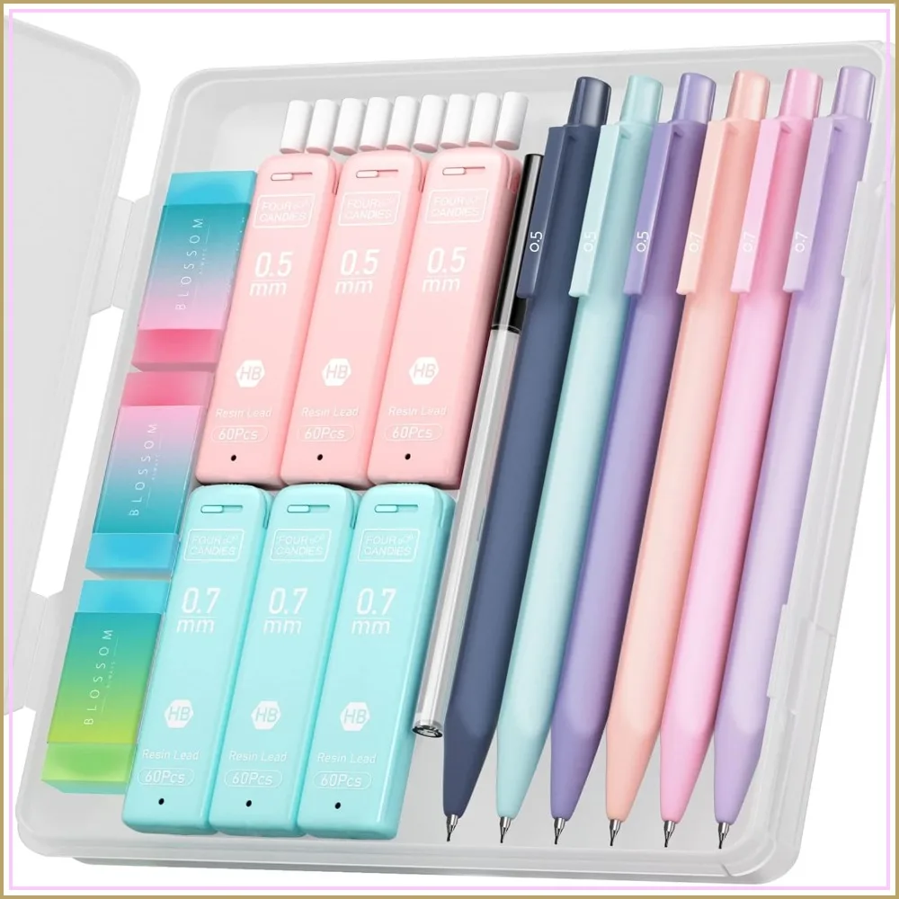 6PCS Pastel Mechanical Pencils 0.5 & 0.7mm with 360 Leads, Erasers & Refills, Aesthetic School Supplies for Writing
6PCS Pastel Mechanical Pencils 0.5 & 0.7mm with 360 Leads, Erasers & Refills, Aesthetic School Supplies for Writing