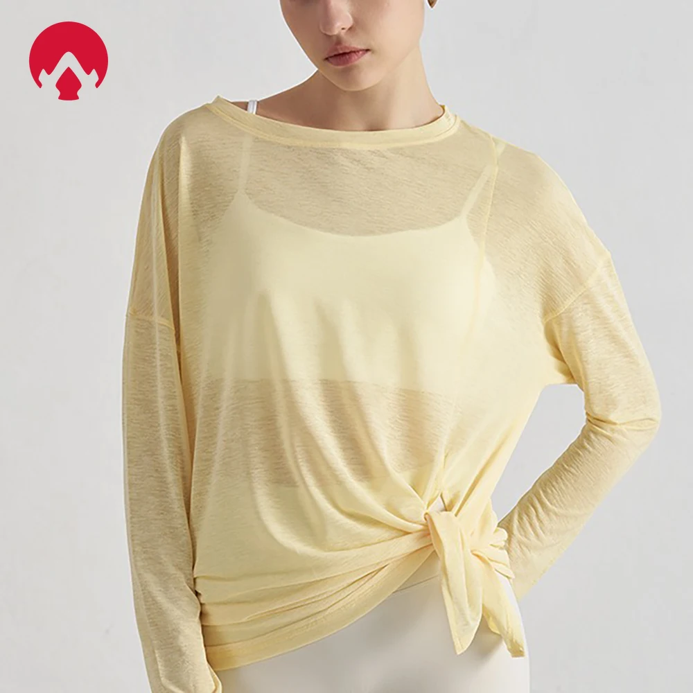Translucent Women's Slub Yarn Yoga Top Breathable Long Sleeve, Loose Lightweight with Slimming Side Slits – Fitness Activewear
Translucent Women's Slub Yarn Yoga Top Breathable Long Sleeve, Loose Lightweight with Slimming Side Slits – Fitness Activewear