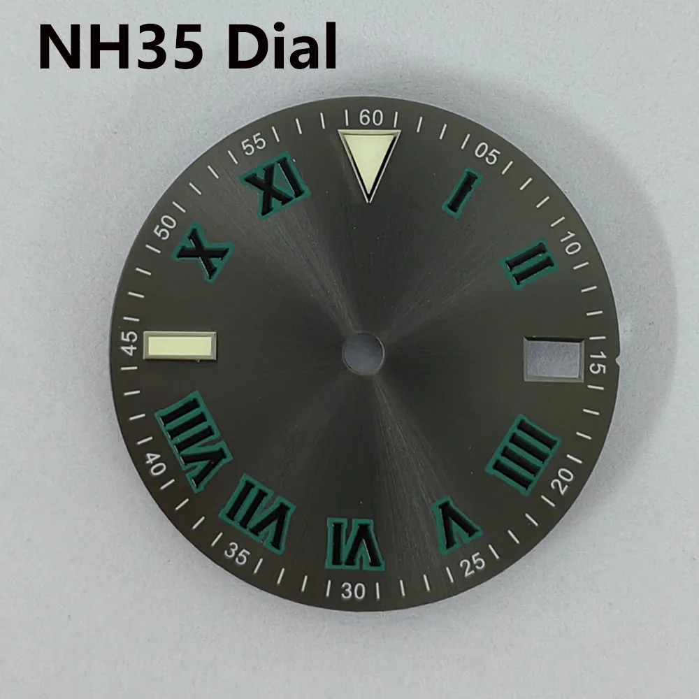NH35 Dial 28.5mm, Green Luminous Roman Numeral Watch Dial for NH35 NH36 Movement Single Calendar Watch Face Accessories
NH35 Dial 28.5mm, Green Luminous Roman Numeral Watch Dial for NH35 NH36 Movement Single Calendar Watch Face Accessories
