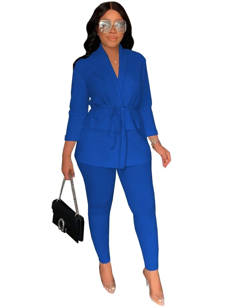 African Clothes Women 2 Piece Set Drawstring Traditional Africa Clothing Autumn New Solid Casual African Office Lady Pant Suits
African Clothes Women 2 Piece Set Drawstring Traditional Africa Clothing Autumn New Solid Casual African Office Lady Pant Suits