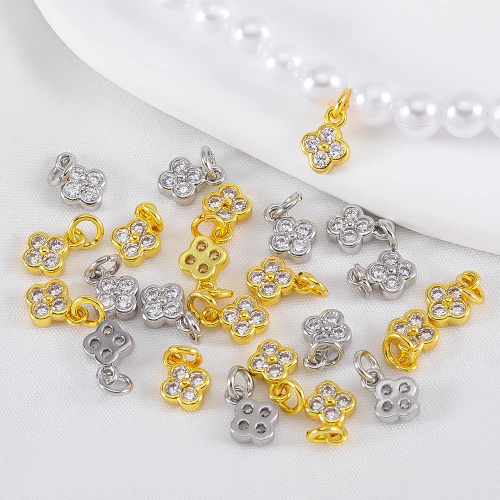 2/5Pcs 5mm 18K Gold Color Plated Mini Four Leaf Clover Pendants With Zircon for DIY Bracelet Necklace Jewelry Making Accessories
2/5Pcs 5mm 18K Gold Color Plated Mini Four Leaf Clover Pendants With Zircon for DIY Bracelet Necklace Jewelry Making Accessories