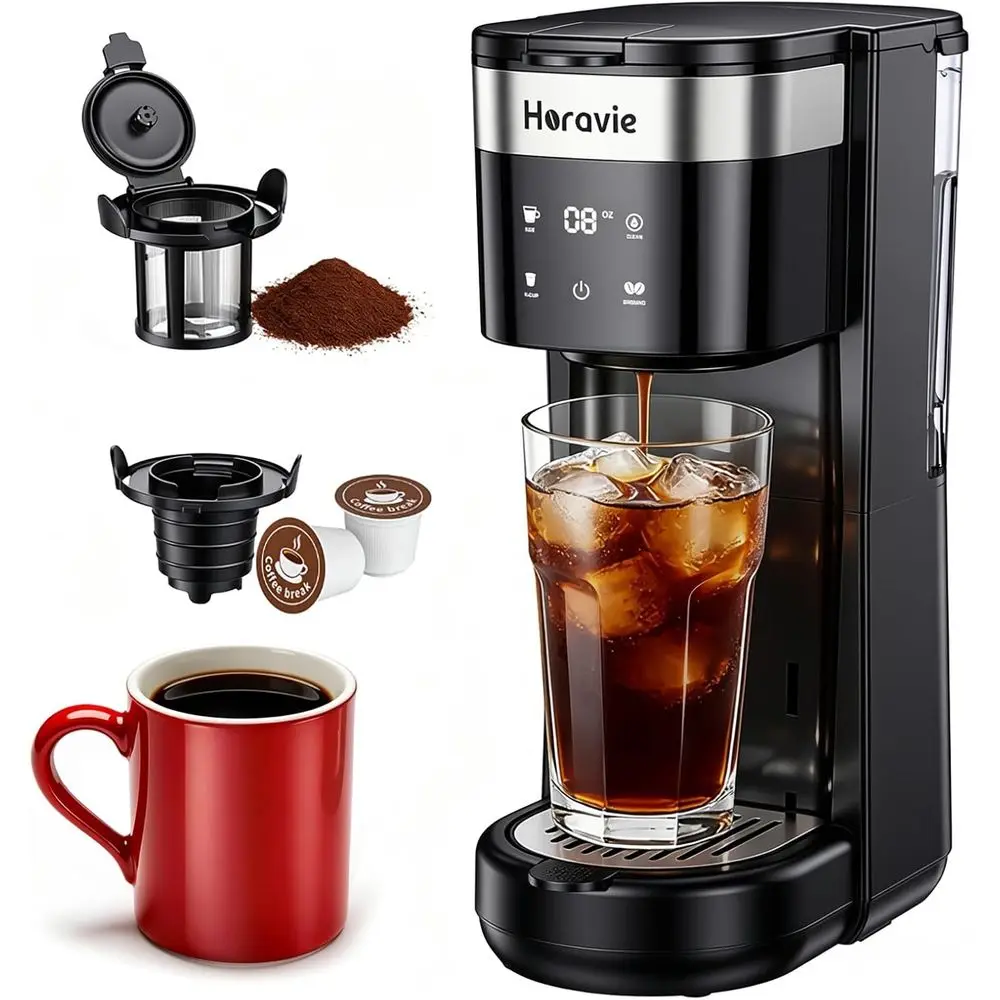 Portable Single-Serve Coffee Maker with Travel Mug, 5 Brew Sizes, Descaling, Low Water Alert, 30oz Reservoir, Black
Portable Single-Serve Coffee Maker with Travel Mug, 5 Brew Sizes, Descaling, Low Water Alert, 30oz Reservoir, Black