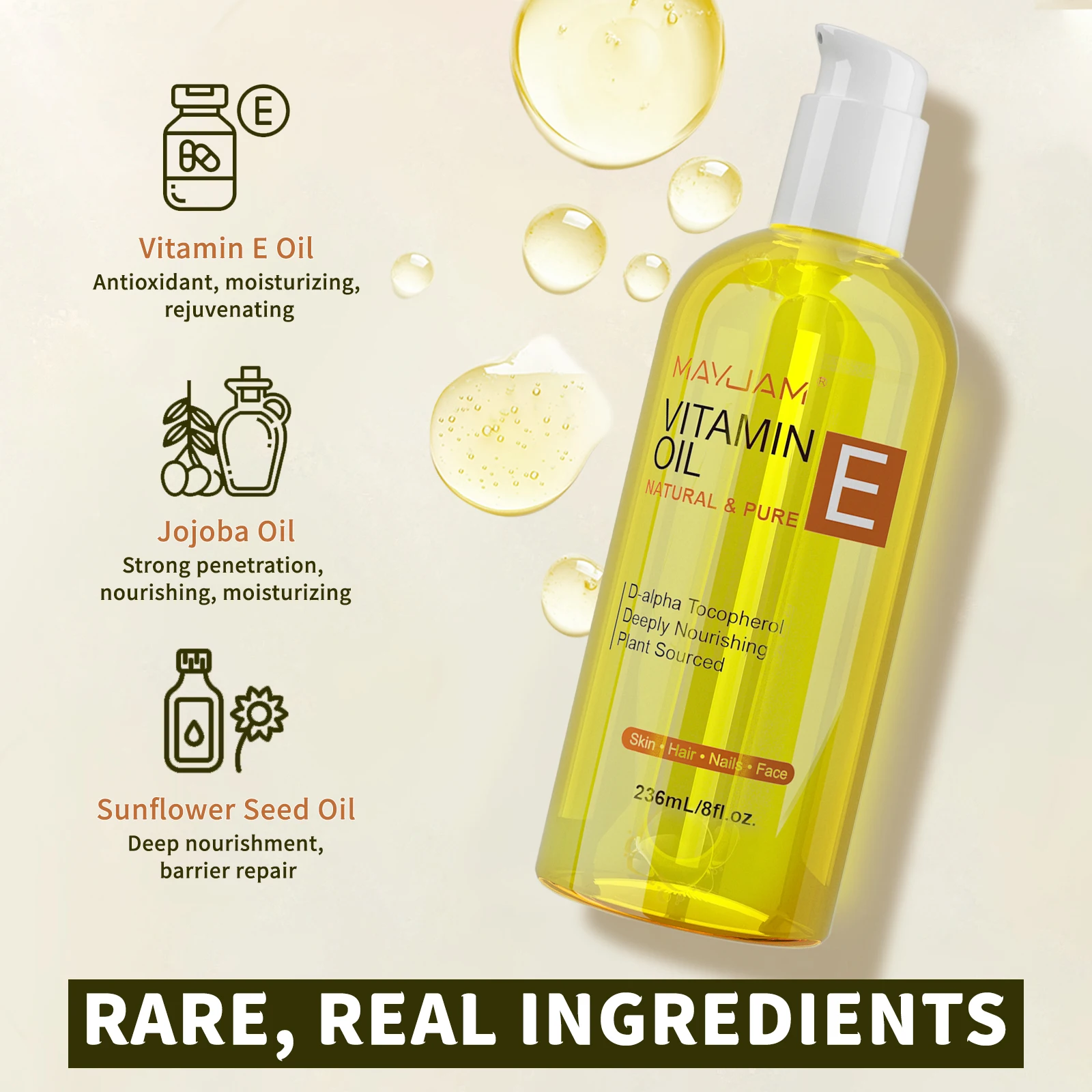 118ml/236ml Vitamin E Jojoba Sunflower Seed Oil for Skin Care Face Care Hair Care Essential Oil Moisturizing Nourishing
118ml/236ml Vitamin E Jojoba Sunflower Seed Oil for Skin Care Face Care Hair Care Essential Oil Moisturizing Nourishing