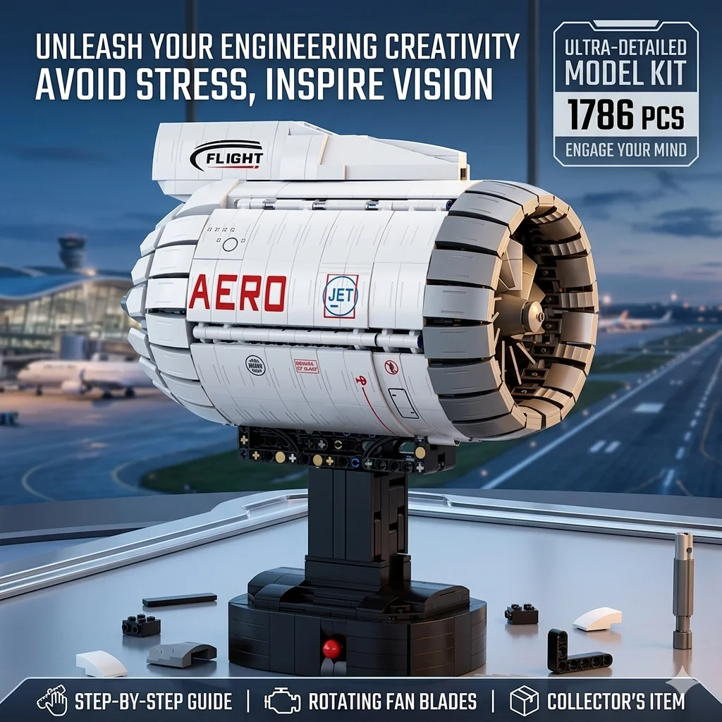 1786PCS MOC Aviation Turbofan Engine Building Blocks DIY Aircraft Jet Engine Model Bricks Construction Set Collection Gift Adult
1786PCS MOC Aviation Turbofan Engine Building Blocks DIY Aircraft Jet Engine Model Bricks Construction Set Collection Gift Adult