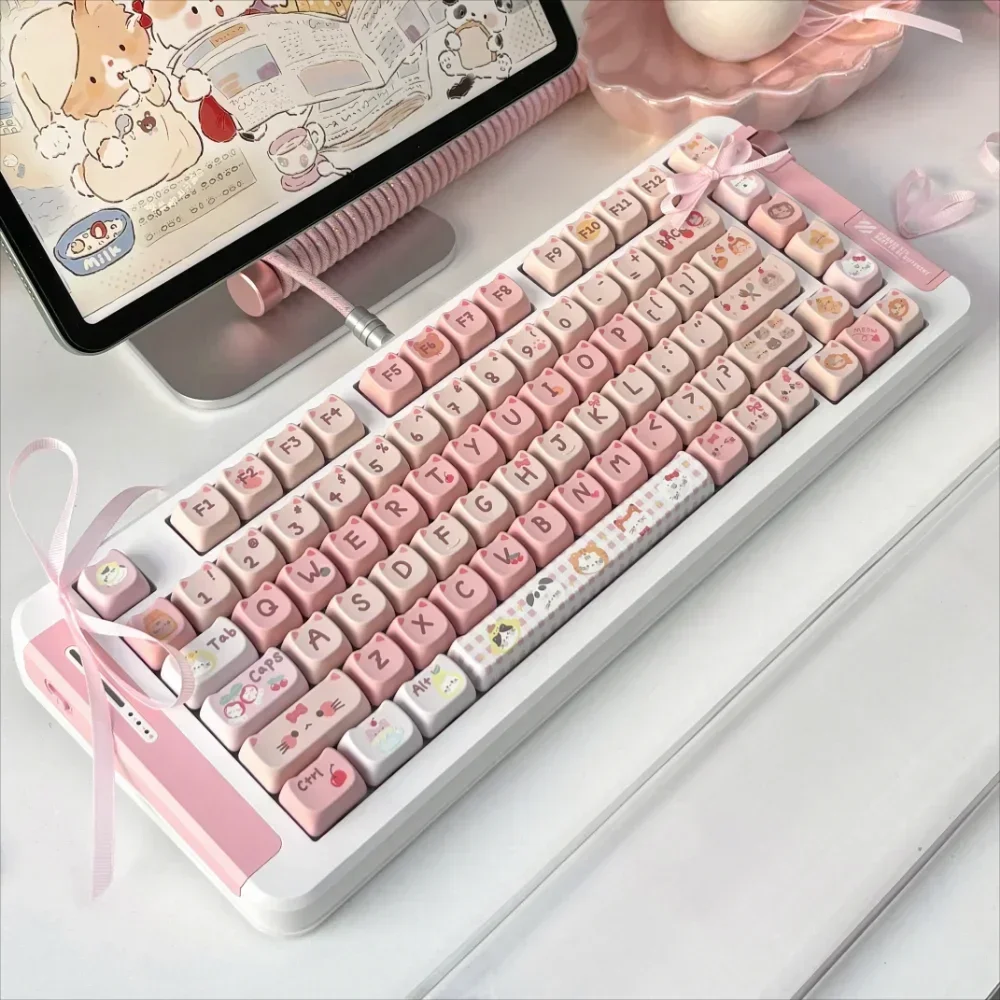 Key Cap Set PBT 140 Key MAO Cute Pink Cat Head Key Cap Thermal Sublimation for 60/84/98/108 Mechanical Keyboards
Key Cap Set PBT 140 Key MAO Cute Pink Cat Head Key Cap Thermal Sublimation for 60/84/98/108 Mechanical Keyboards