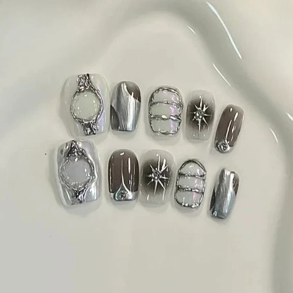 10Pc Black Handmade Fake Nails Embossed Gold Pattern Design Nail Art Dark Y2k False Nails Short Square Nail Tips with Jelly Glue
10Pc Black Handmade Fake Nails Embossed Gold Pattern Design Nail Art Dark Y2k False Nails Short Square Nail Tips with Jelly Glue