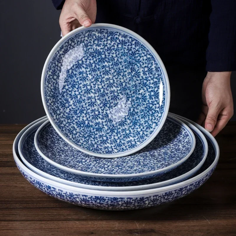 12inch Blue And White Large Ceramic Dinner Plate Retro Vegetable Plate Steamed Porcelain Salad Plate For Household
12inch Blue And White Large Ceramic Dinner Plate Retro Vegetable Plate Steamed Porcelain Salad Plate For Household