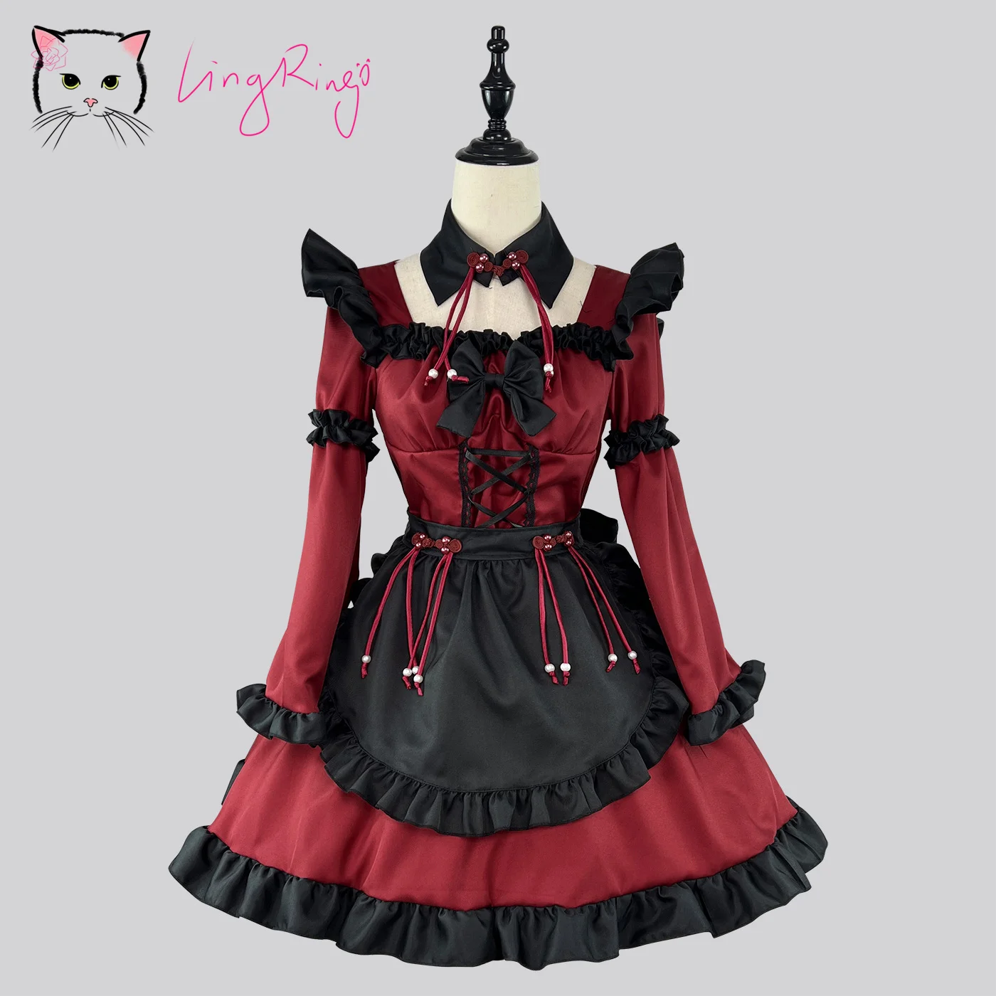 Costume Lolita Gothic Chinoiserie Maid Dress Black And Red Cosplay Sweet Girl Cute Bow Soft Set Plus Size
Costume Lolita Gothic Chinoiserie Maid Dress Black And Red Cosplay Sweet Girl Cute Bow Soft Set Plus Size