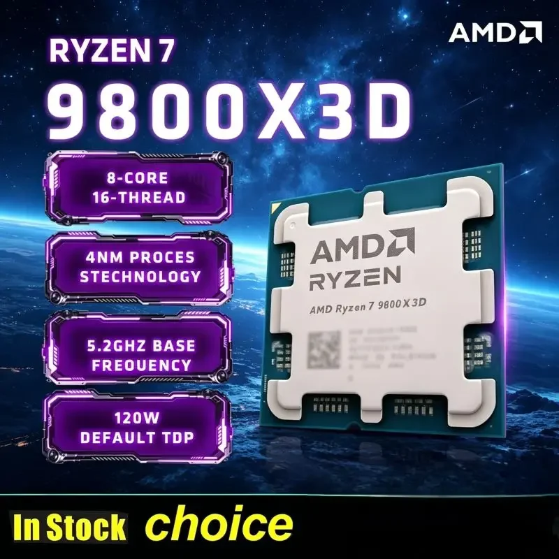 Max 5.2GHz Frequency R7 9800X3D AMD Processor AM5 8-Core16Thread 96MB Cache Desktop Hardware Delivered Without Original Package
Max 5.2GHz Frequency R7 9800X3D AMD Processor AM5 8-Core16Thread 96MB Cache Desktop Hardware Delivered Without Original Package