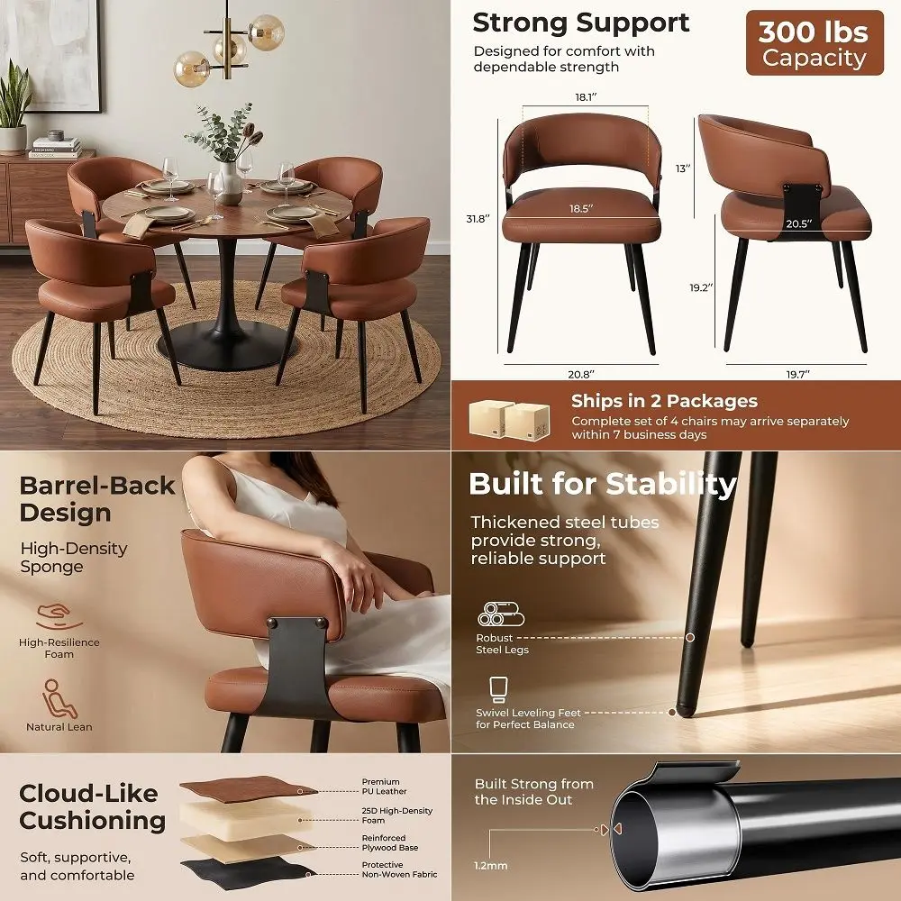Chairs Set of 4, Modern Upholstered Faux Leather Kitchen Chairs with Curved Back, Easy to Assemble amp Clean for Dining Room, R
Chairs Set of 4, Modern Upholstered Faux Leather Kitchen Chairs with Curved Back, Easy to Assemble amp Clean for Dining Room, R