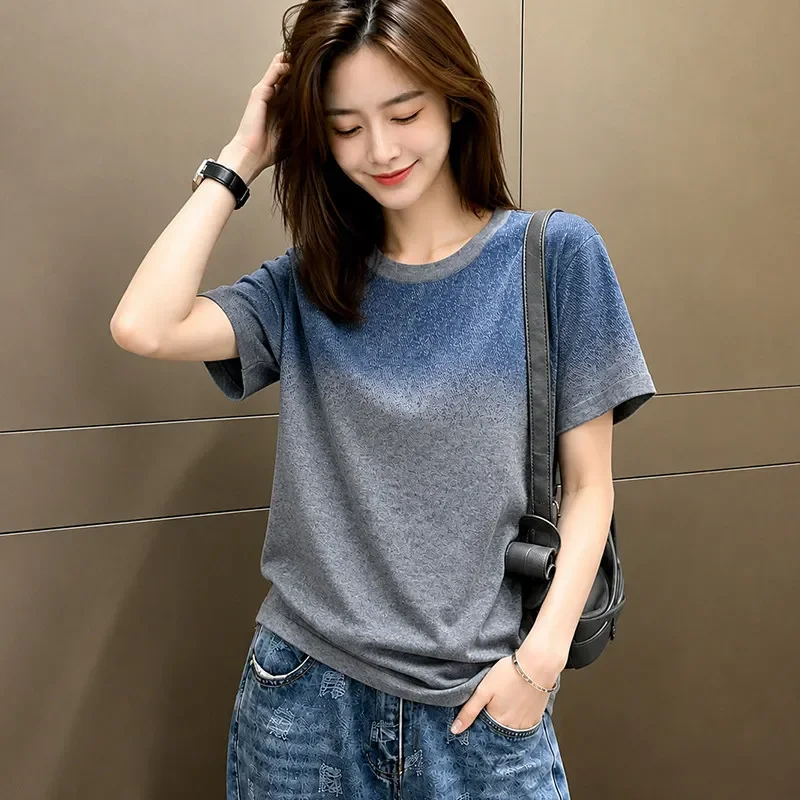 Women Gradient Color Loose Fit Short Sleeve T Shirt Casual Summer Top Cotton Blend Comfortable Daily Wear
Women Gradient Color Loose Fit Short Sleeve T Shirt Casual Summer Top Cotton Blend Comfortable Daily Wear
