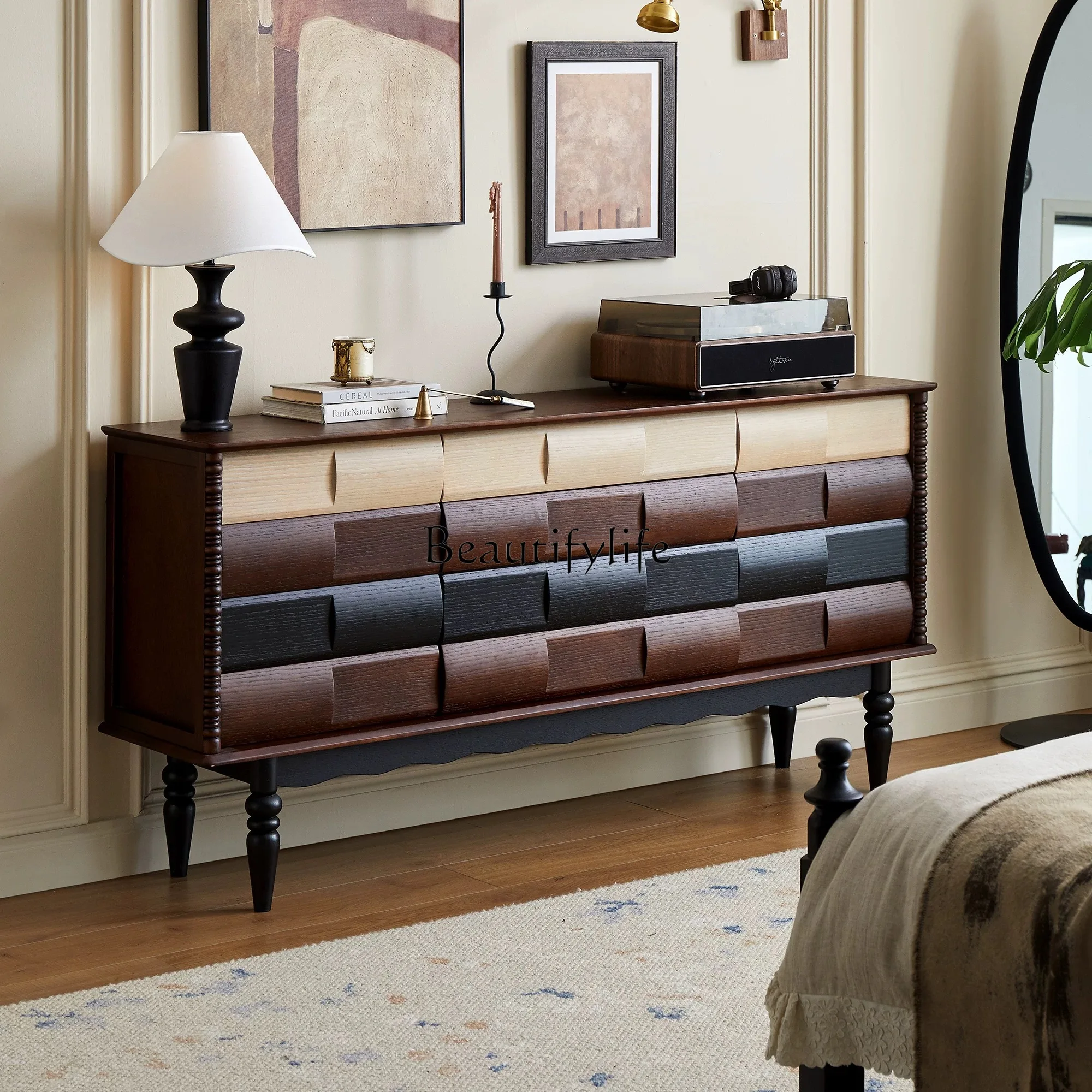 French retro solid wood dining side cabinet medieval entrance living room floor cabinet
French retro solid wood dining side cabinet medieval entrance living room floor cabinet