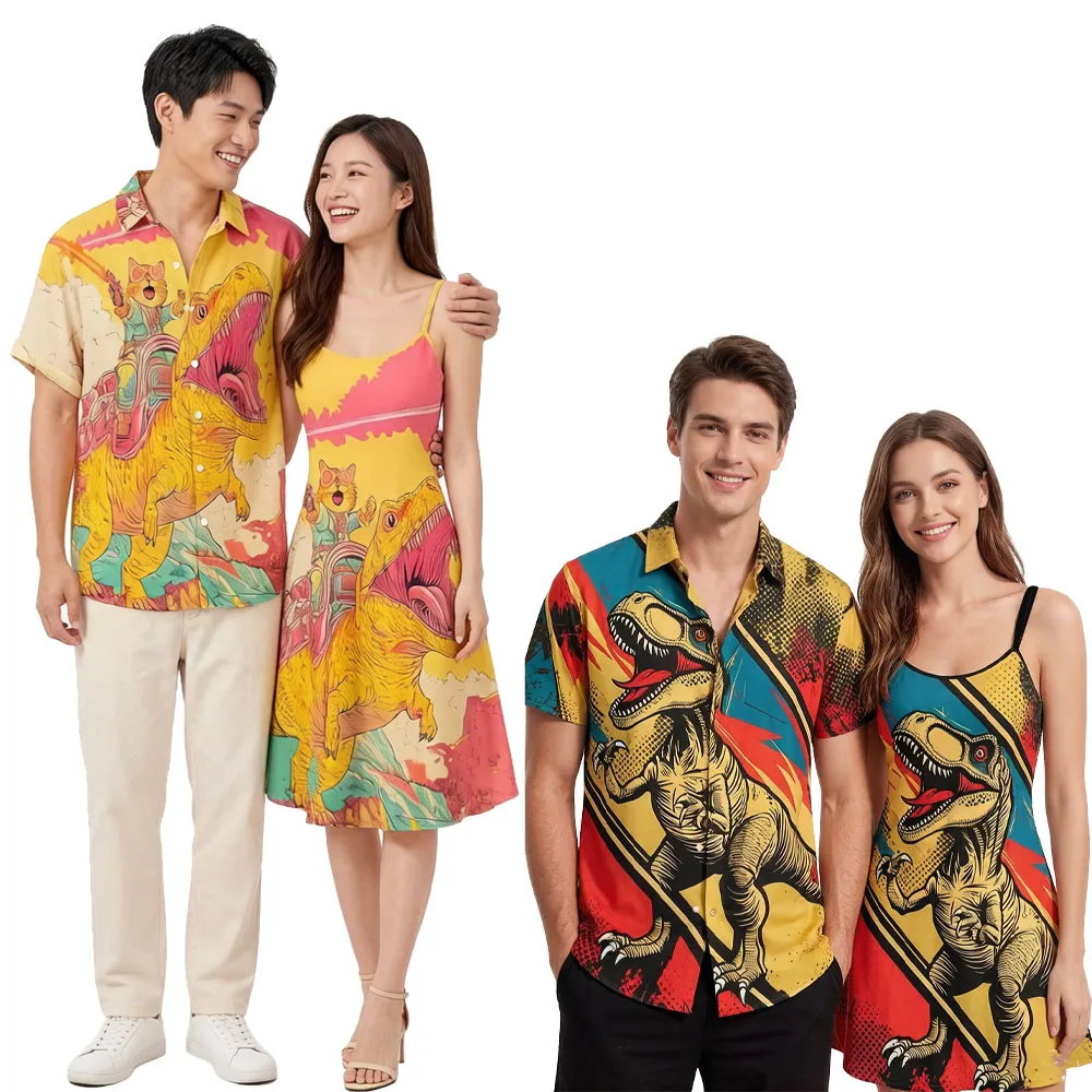 Dinosaur Colorblock Patchwork Matching Outfit for Couples - Men's T-Shirt & Women's Dress Set, Casual Streetwear Summer Vacation
Dinosaur Colorblock Patchwork Matching Outfit for Couples - Men's T-Shirt & Women's Dress Set, Casual Streetwear Summer Vacation