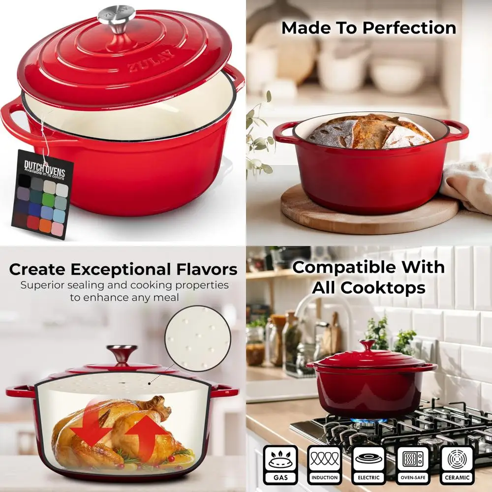 Enameled Cast Iron Dutch Oven Pot, 6 Quart, Heavy Duty Cookware, Oven Safe up to 500°F, Premium Durability, Large Capacity Cooki
Enameled Cast Iron Dutch Oven Pot, 6 Quart, Heavy Duty Cookware, Oven Safe up to 500°F, Premium Durability, Large Capacity Cooki