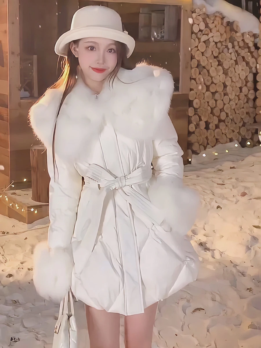 Women's down Jacket 2026 New Winter Fashion Slim Fit Big Fur Collar Outerwear Korean Style Commute White Duck down Filling
Women's down Jacket 2026 New Winter Fashion Slim Fit Big Fur Collar Outerwear Korean Style Commute White Duck down Filling