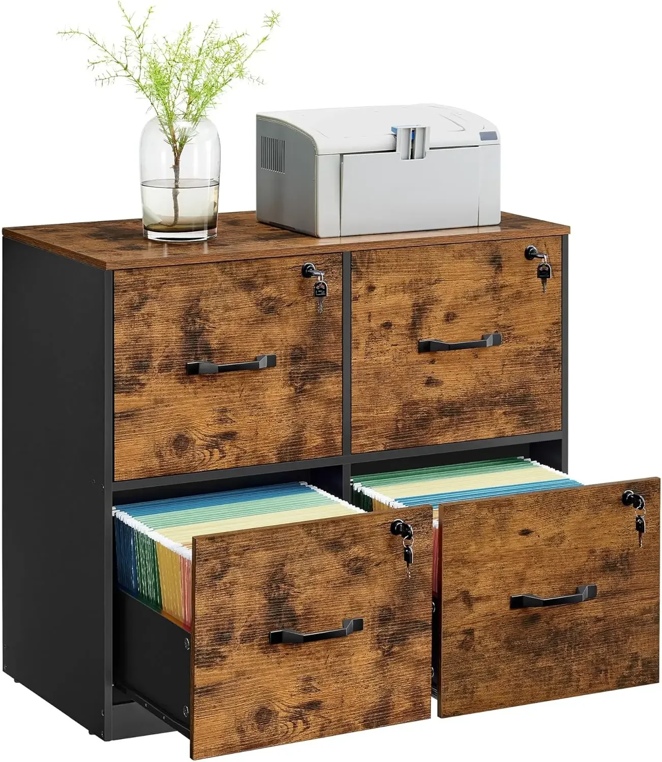 4 Drawer File Cabinet, File Cabinet with Lock, Printer Stand, Office Filing Cabinet Organizer, for A4 and Letter Size Files
4 Drawer File Cabinet, File Cabinet with Lock, Printer Stand, Office Filing Cabinet Organizer, for A4 and Letter Size Files