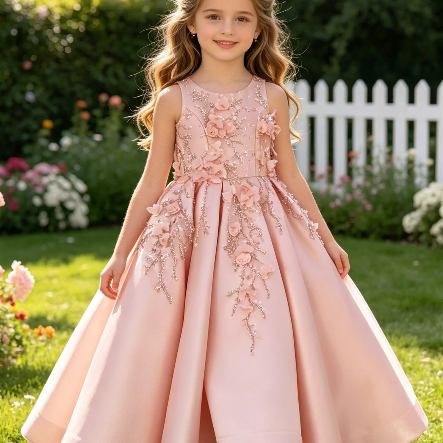 Customized Pink Flower Girl Dress For Wedding Bow Appliques Sleeveless Floor Length Cute Kids Birthday First Communion Gown
Customized Pink Flower Girl Dress For Wedding Bow Appliques Sleeveless Floor Length Cute Kids Birthday First Communion Gown