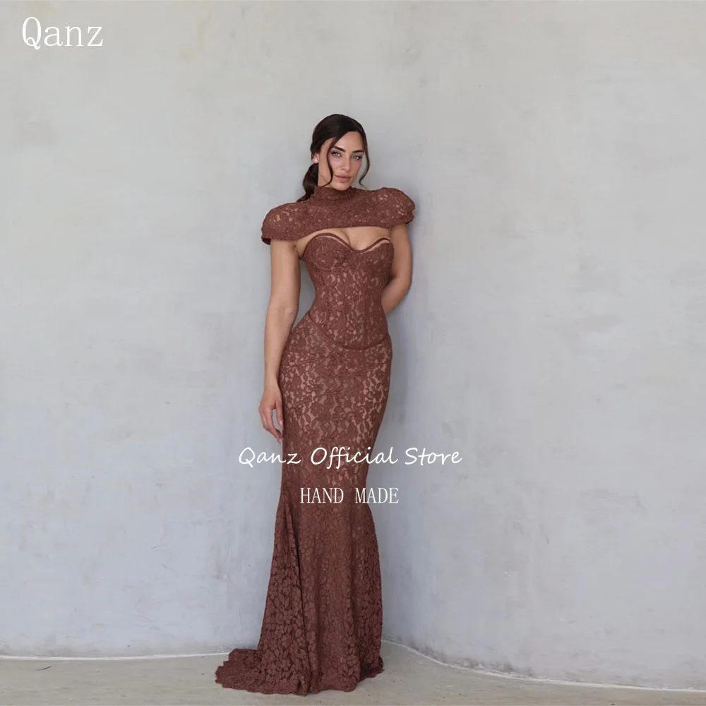 Qanz Elegant Lace Evening Dress Mermaide With Jacket Brown Robes De Soirée Sweetheart Women's Wedding Party Attire Customized
Qanz Elegant Lace Evening Dress Mermaide With Jacket Brown Robes De Soirée Sweetheart Women's Wedding Party Attire Customized