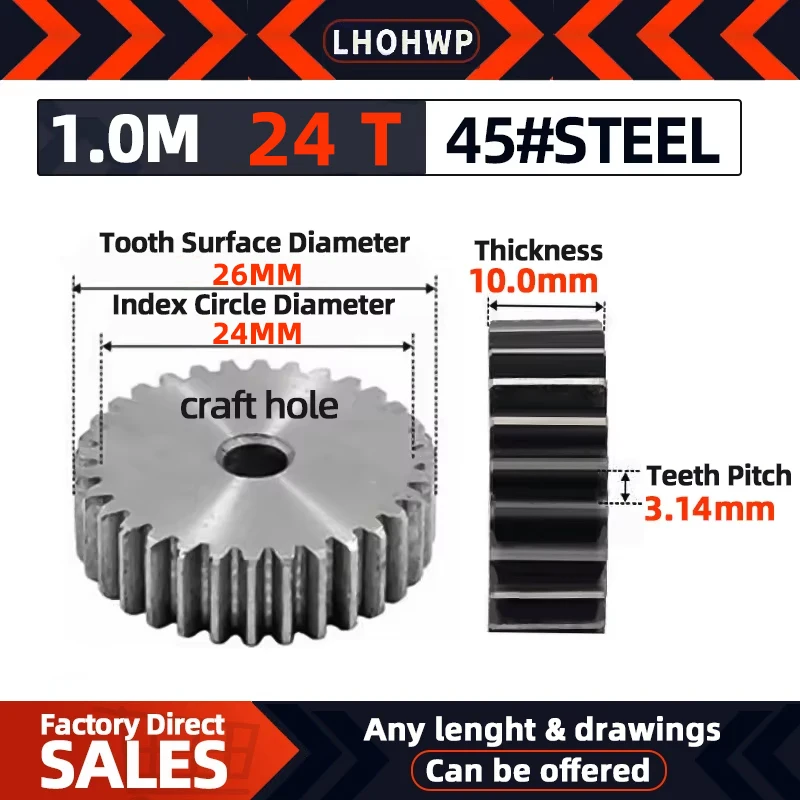 1PC 1M24T Pinion Spur Gear Flat Gear Precision Machinery Industrial 45 Steel Gear CNC Small Gear
1PC 1M24T Pinion Spur Gear Flat Gear Precision Machinery Industrial 45 Steel Gear CNC Small Gear
