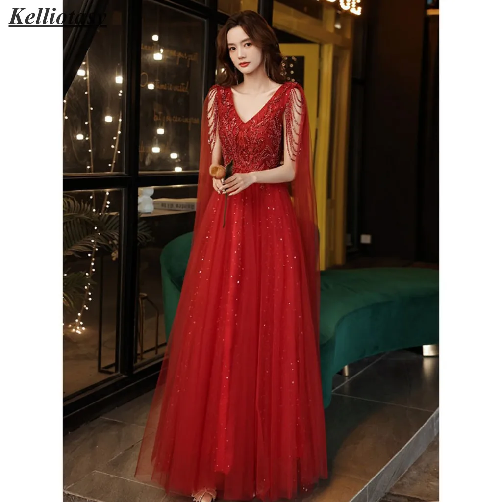 Customized Red Bridesmaid Dress For Wedding Party Vneck Beadings Gorgeous Formal Occasion Dress For Women
Customized Red Bridesmaid Dress For Wedding Party Vneck Beadings Gorgeous Formal Occasion Dress For Women