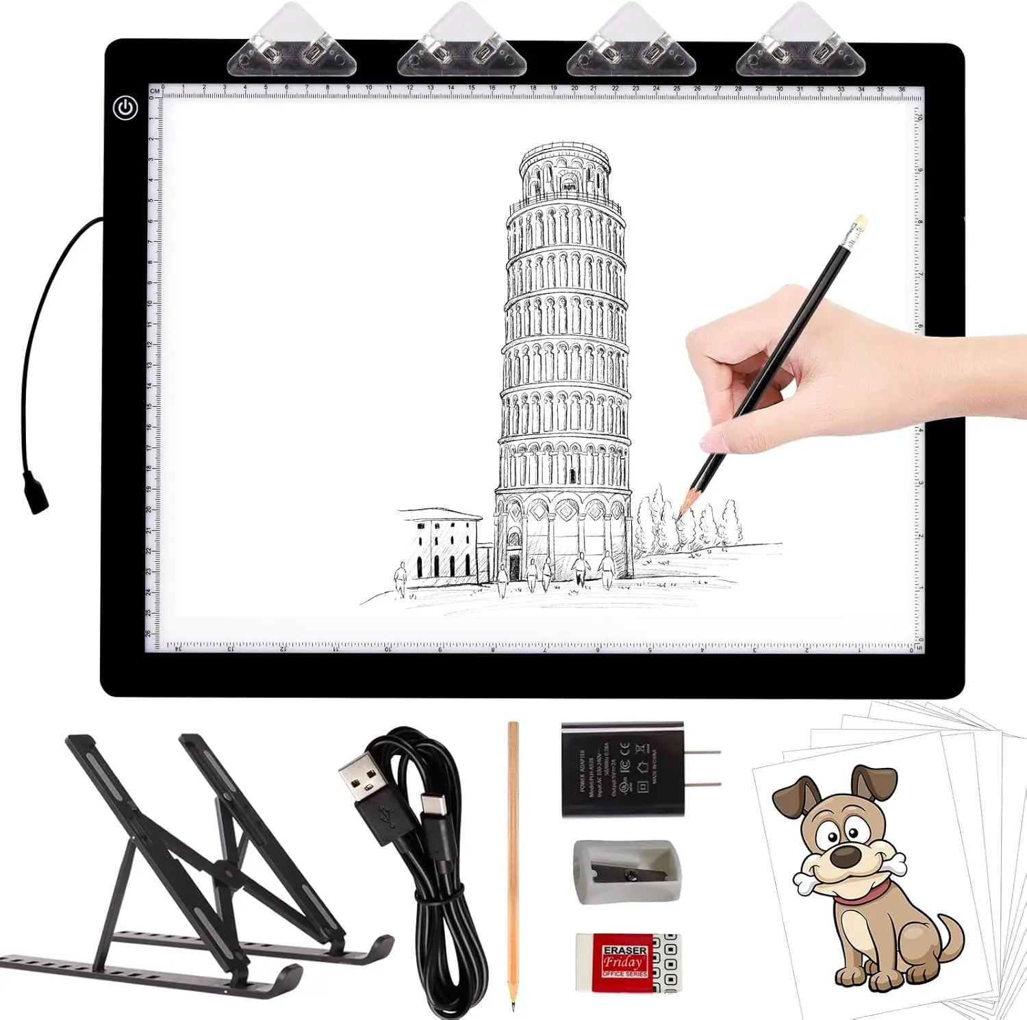 A3 Ultra-Thin Light Pad with Foldable Stand, 8000 Lux Brightness for Tracing and Sketching - Black
A3 Ultra-Thin Light Pad with Foldable Stand, 8000 Lux Brightness for Tracing and Sketching - Black