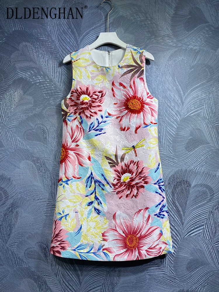 DLDENGHAN Summer Dress Women O-Neck Sleeveless Floral Print Beading Elegant Party Mini Dresses Fashion Designer New
DLDENGHAN Summer Dress Women O-Neck Sleeveless Floral Print Beading Elegant Party Mini Dresses Fashion Designer New