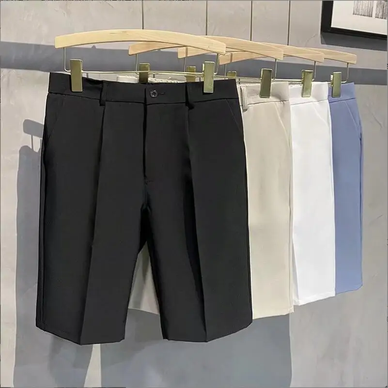 Suit Shorts Men Summer Casual Solid Comfort Half Elastic Waist Work Shorts Knee Length Streetwear Breathable Short Homme w104
Suit Shorts Men Summer Casual Solid Comfort Half Elastic Waist Work Shorts Knee Length Streetwear Breathable Short Homme w104