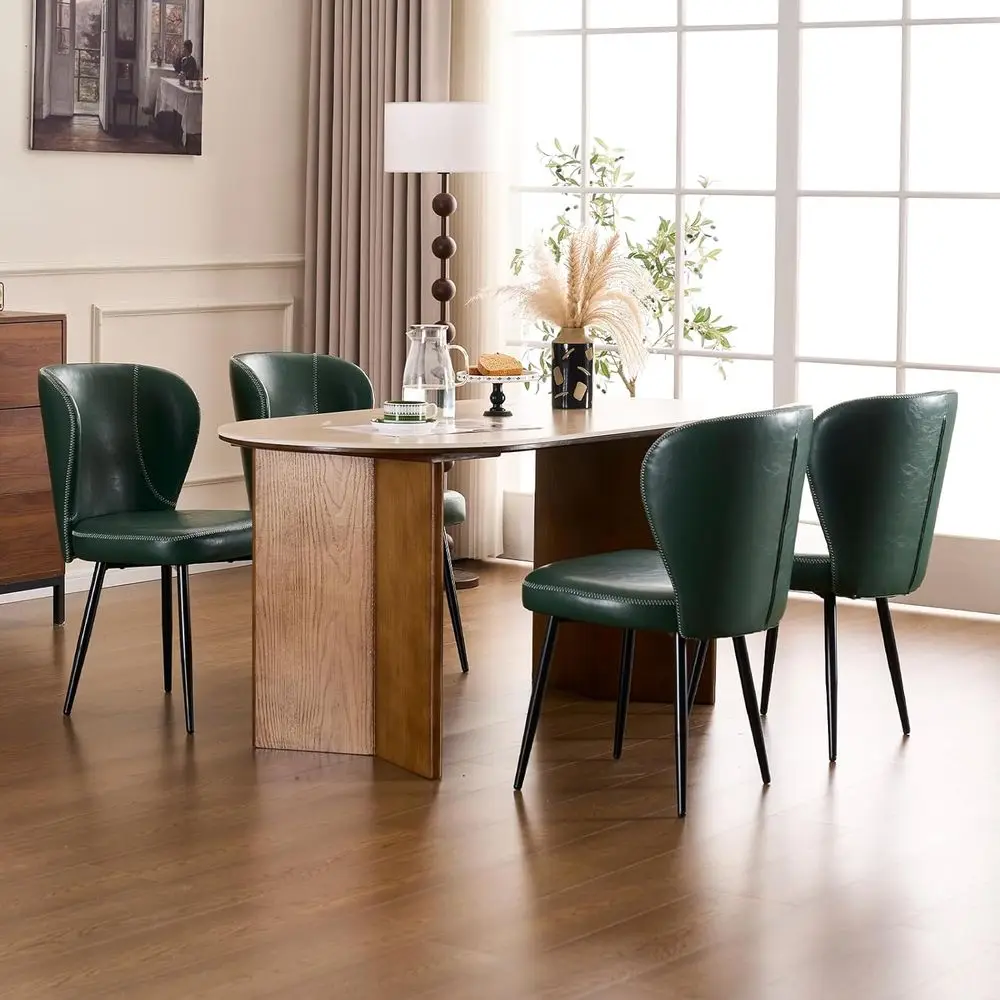 Mid-Century Modern Dining Chairs: Upholstered Synthetic Leather Seats, Thick Cushion, Stitched Backrest, Green
Mid-Century Modern Dining Chairs: Upholstered Synthetic Leather Seats, Thick Cushion, Stitched Backrest, Green