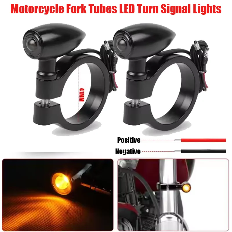 41mm Front Fork Tube Motorcycle LED Turn Signal Lights Amber Indicator Front Light For Yamaha Kawasaki Honda 12V Turn Signa Lamp
41mm Front Fork Tube Motorcycle LED Turn Signal Lights Amber Indicator Front Light For Yamaha Kawasaki Honda 12V Turn Signa Lamp