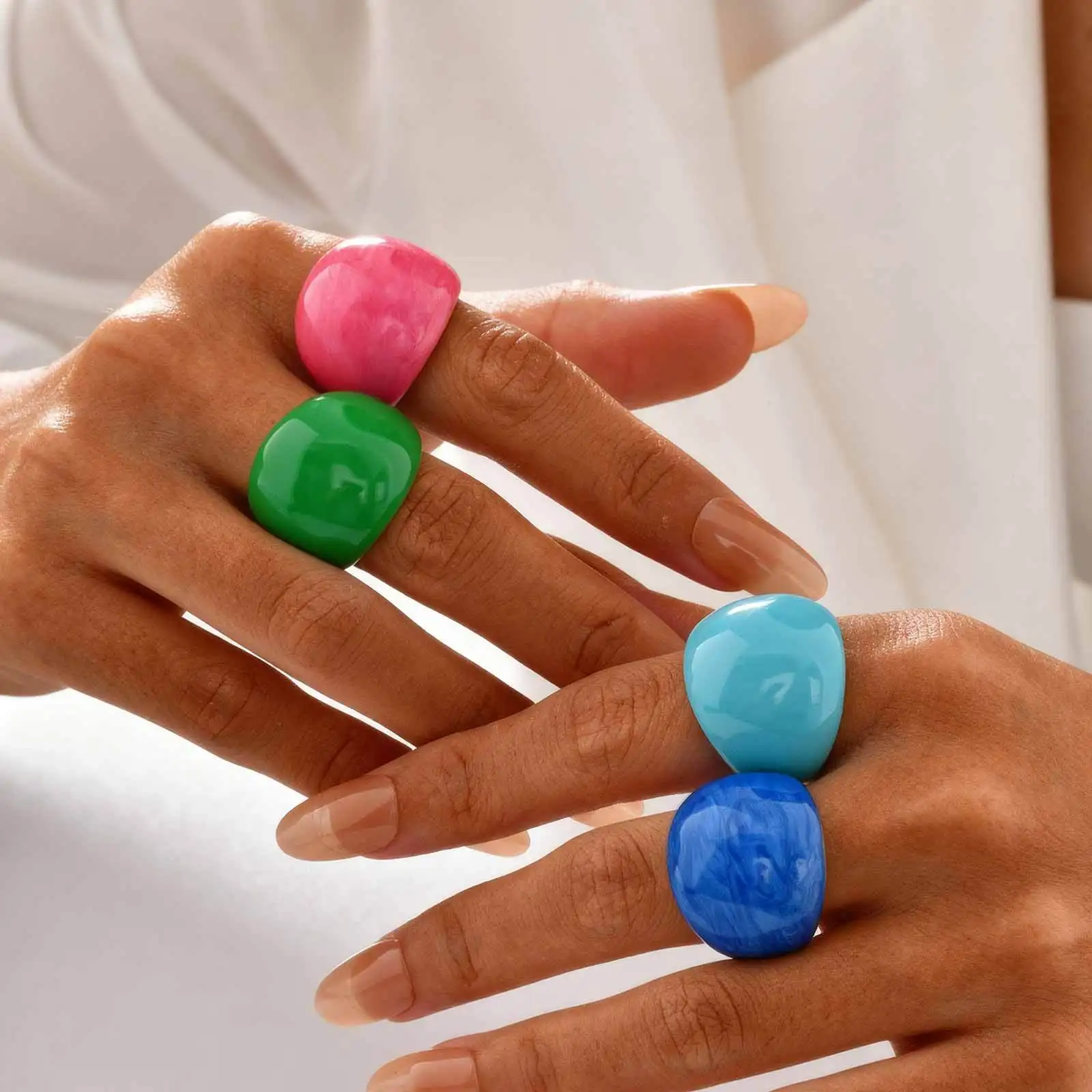 Multicolor Resin Chunky Dome Ring for Women, Stainless Steel Bold Statement Finger Ring
Multicolor Resin Chunky Dome Ring for Women, Stainless Steel Bold Statement Finger Ring