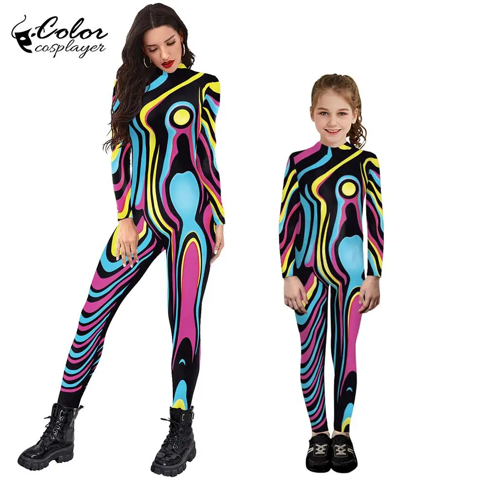 Color Cosplayer Halloween Jumpsuit Outfits 3D Printed Purim Cosplay Costume Parent-Child Long-Sleeve Sexy Bodysuit Zentai Suit
Color Cosplayer Halloween Jumpsuit Outfits 3D Printed Purim Cosplay Costume Parent-Child Long-Sleeve Sexy Bodysuit Zentai Suit
