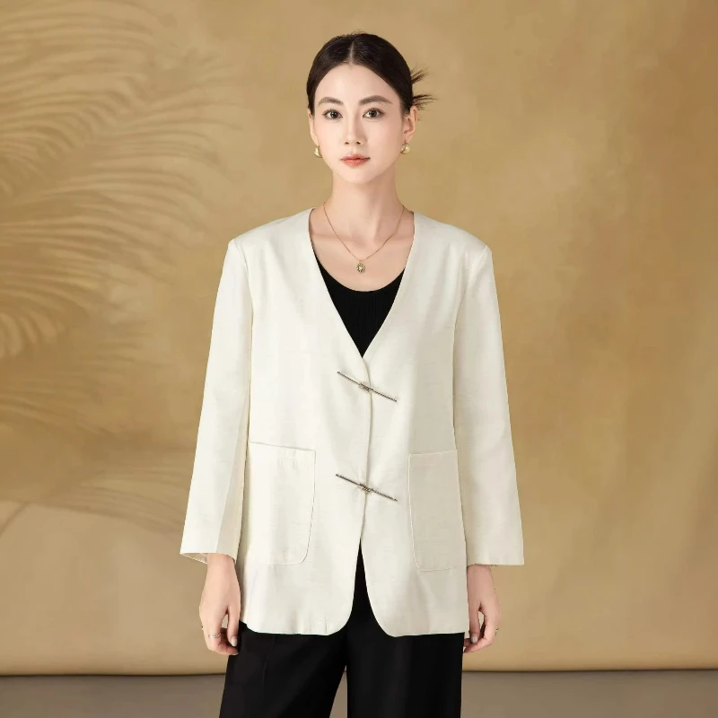 Новая модная льняная повседневная свободная куртка-пиджак в китайском стиле, однобортная, с V-образным вырезом, однотонная, весна/лето 2026
Новая модная льняная повседневная свободная куртка-пиджак в китайском стиле, однобортная, с V-образным вырезом, однотонная, весна/лето 2026