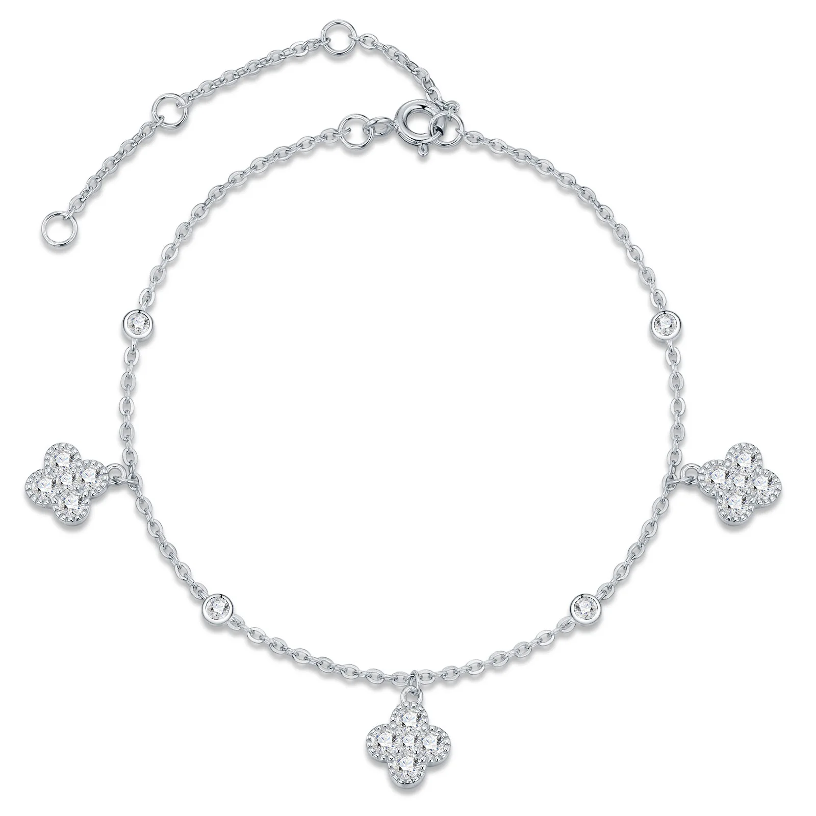 D Color Moissanite Lucky Flower Bracelet 925 Sterling Silver Bling Charm Clover Bangle Women 16-21CM Pass Diamond Tester Gift
D Color Moissanite Lucky Flower Bracelet 925 Sterling Silver Bling Charm Clover Bangle Women 16-21CM Pass Diamond Tester Gift
