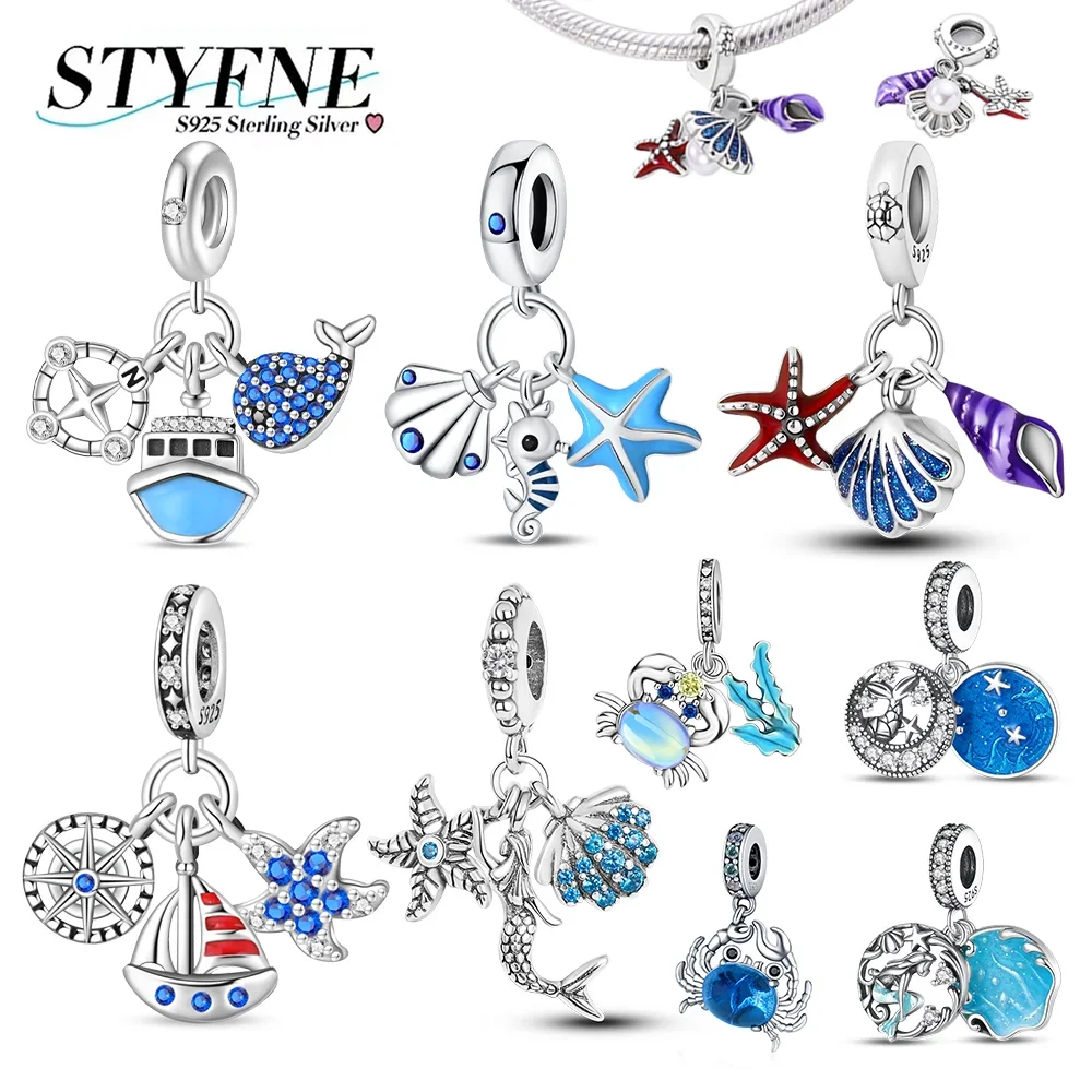 Подвески в виде океана из стерлингового серебра 925, морская звезда, хвост русалки, дельфин, краб, синие подвески, подходят для оригинального браслета, модные ювелирные изделия своими руками
Подвески в виде океана из стерлингового серебра 925, морская звезда, хвост русалки, дельфин, краб, синие подвески, подходят для оригинального браслета, модные ювелирные изделия своими руками