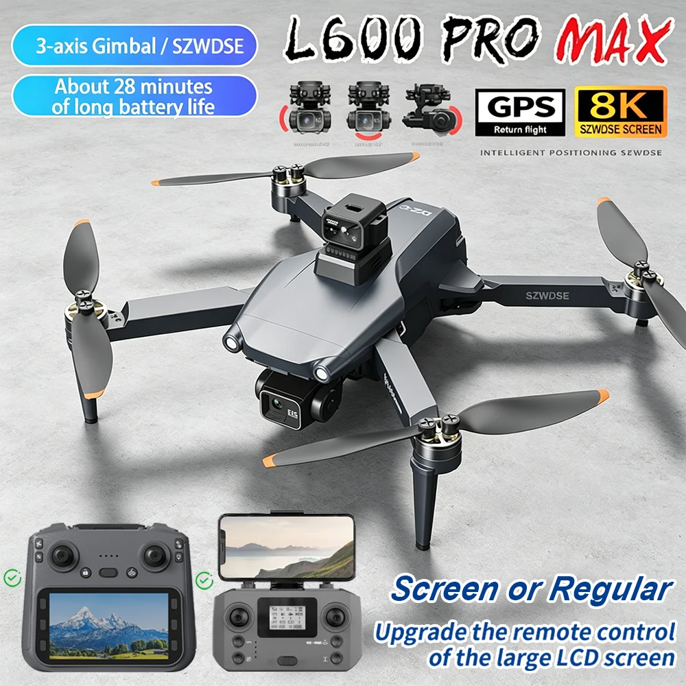 New L600 GPS Drone 4K Profesional HD Camera 3-axis Gimbal Aerial Optional Obstacle Avoidance Brushless Foldable Quadcopter Toys
New L600 GPS Drone 4K Profesional HD Camera 3-axis Gimbal Aerial Optional Obstacle Avoidance Brushless Foldable Quadcopter Toys