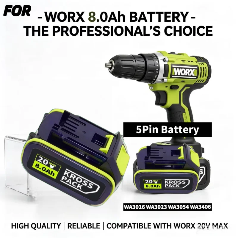 FOR WORX Replacement Battery Fit WA3551 WA3553 WA3641 WX373 20V 8.0Ah Rechargeable Lithium Battery For Cordless Tools
FOR WORX Replacement Battery Fit WA3551 WA3553 WA3641 WX373 20V 8.0Ah Rechargeable Lithium Battery For Cordless Tools
