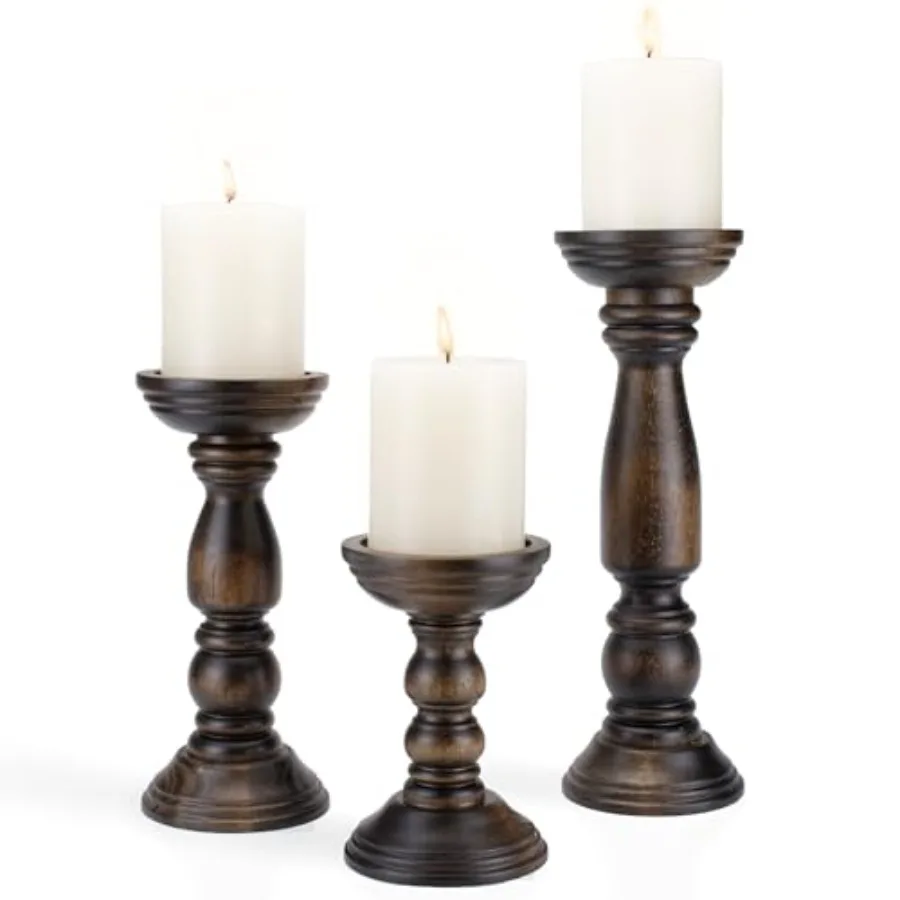 Farmhouse Wooden Candle Holders for Pillar Candles Set of 3, Rustic Wood Candle Holder Table Centerpiece Decor, 12'' 9'' 6'' Vi
Farmhouse Wooden Candle Holders for Pillar Candles Set of 3, Rustic Wood Candle Holder Table Centerpiece Decor, 12'' 9'' 6'' Vi