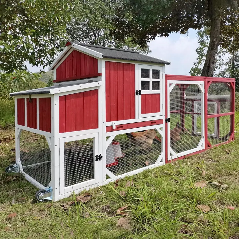 Large 95.3 Chicken Coop with Run, 3 Nesting Boxes, Wheels, Portable Outdoor Hen House for 2-4 Chickens, Removable Tray (Red)
Large 95.3 Chicken Coop with Run, 3 Nesting Boxes, Wheels, Portable Outdoor Hen House for 2-4 Chickens, Removable Tray (Red)