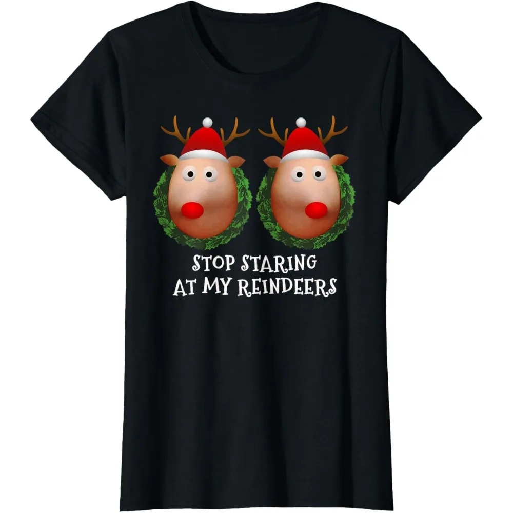 Womens Stop Staring At My Reindeers Boobs Ugly Gag Xmas Sweater Short Sleeve T-Shirt Printed T-shirt Tops Hipster Short Sleeve
Womens Stop Staring At My Reindeers Boobs Ugly Gag Xmas Sweater Short Sleeve T-Shirt Printed T-shirt Tops Hipster Short Sleeve