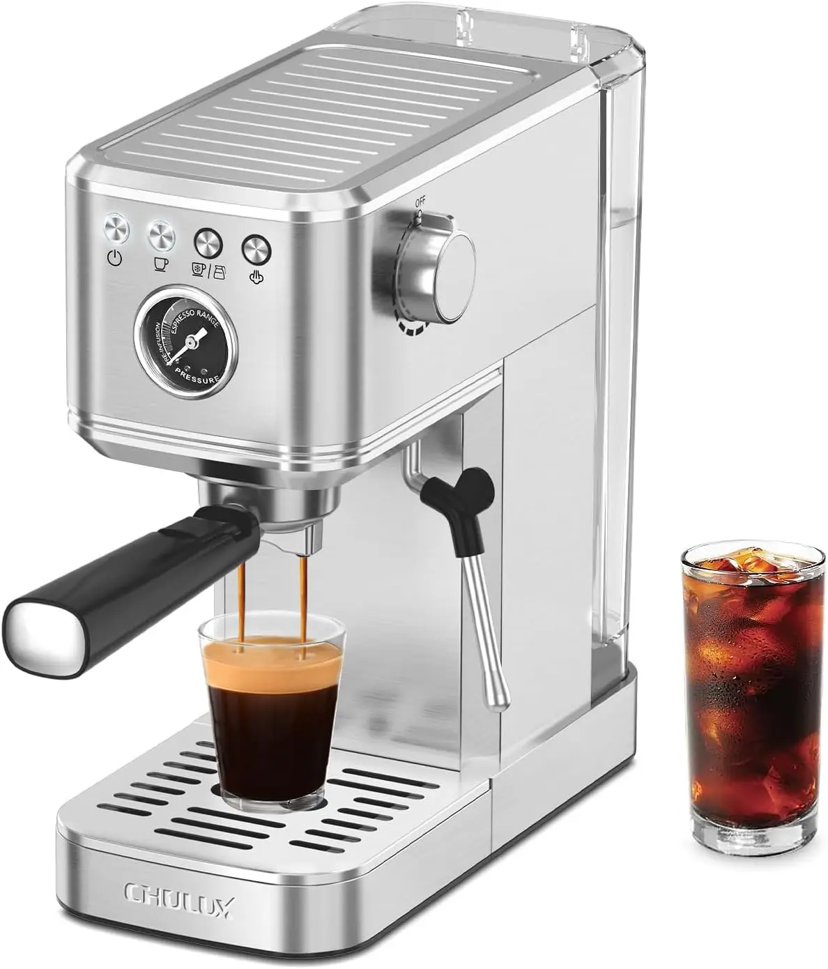 Elite Espresso Machine 20 Bar Compact Stainless Steel Hot and Ice Espresso Coffee Maker with Steam Wand for Americano Latte
Elite Espresso Machine 20 Bar Compact Stainless Steel Hot and Ice Espresso Coffee Maker with Steam Wand for Americano Latte