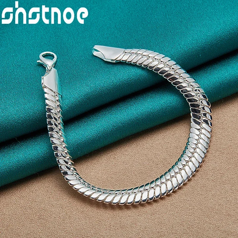 SHSTONE 925 Sterling Silver Bracelet 10mm Side Snake Chain Bracelets For Women Men Wedding Birthday Party Gift Fashion Jewelry
SHSTONE 925 Sterling Silver Bracelet 10mm Side Snake Chain Bracelets For Women Men Wedding Birthday Party Gift Fashion Jewelry